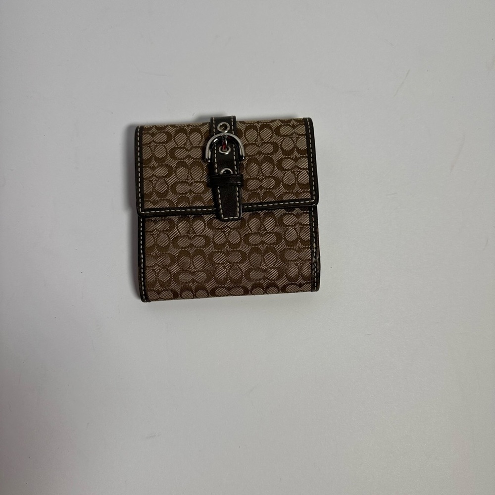 COACH Brown Monogram Wallet with Buckle